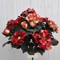 Fiori artificiali Mazzo Bouquet da 6 ORTENSIE ORTENSIA rosa e avorio