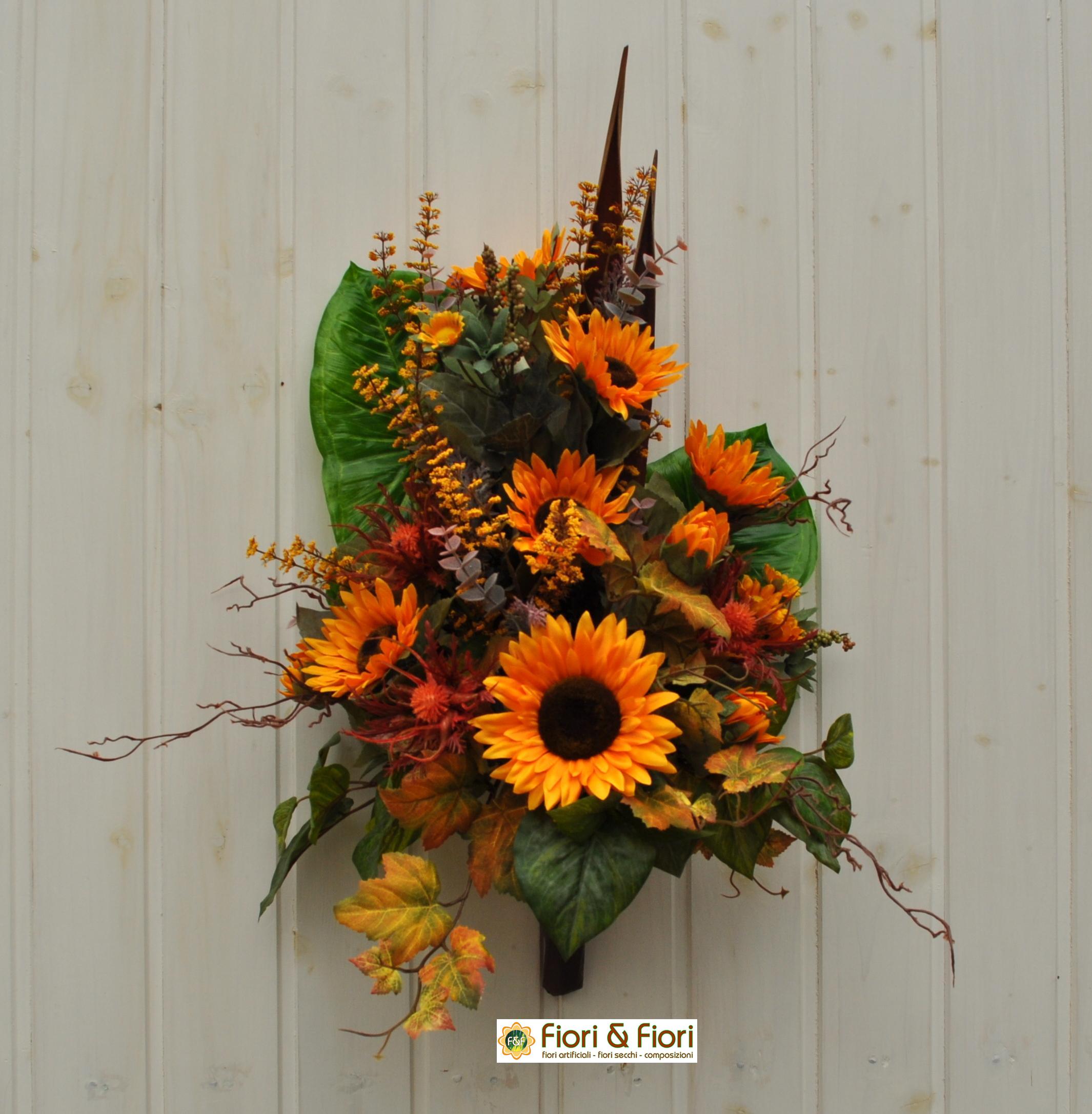 Bouquet di girasoli realistico con foglie alte 14'', 7 teste di  arrangiamenti di girasoli, giallo/arancione, decorazioni per la casa,  regali, centrotavola -  Italia