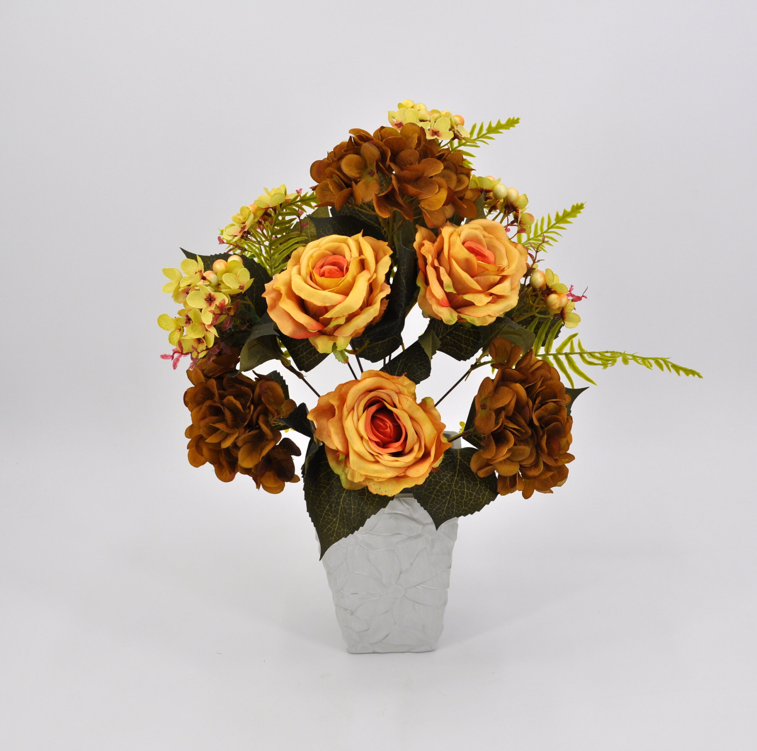 Bouquet fiori artificiali Rosa Anthurium giallo