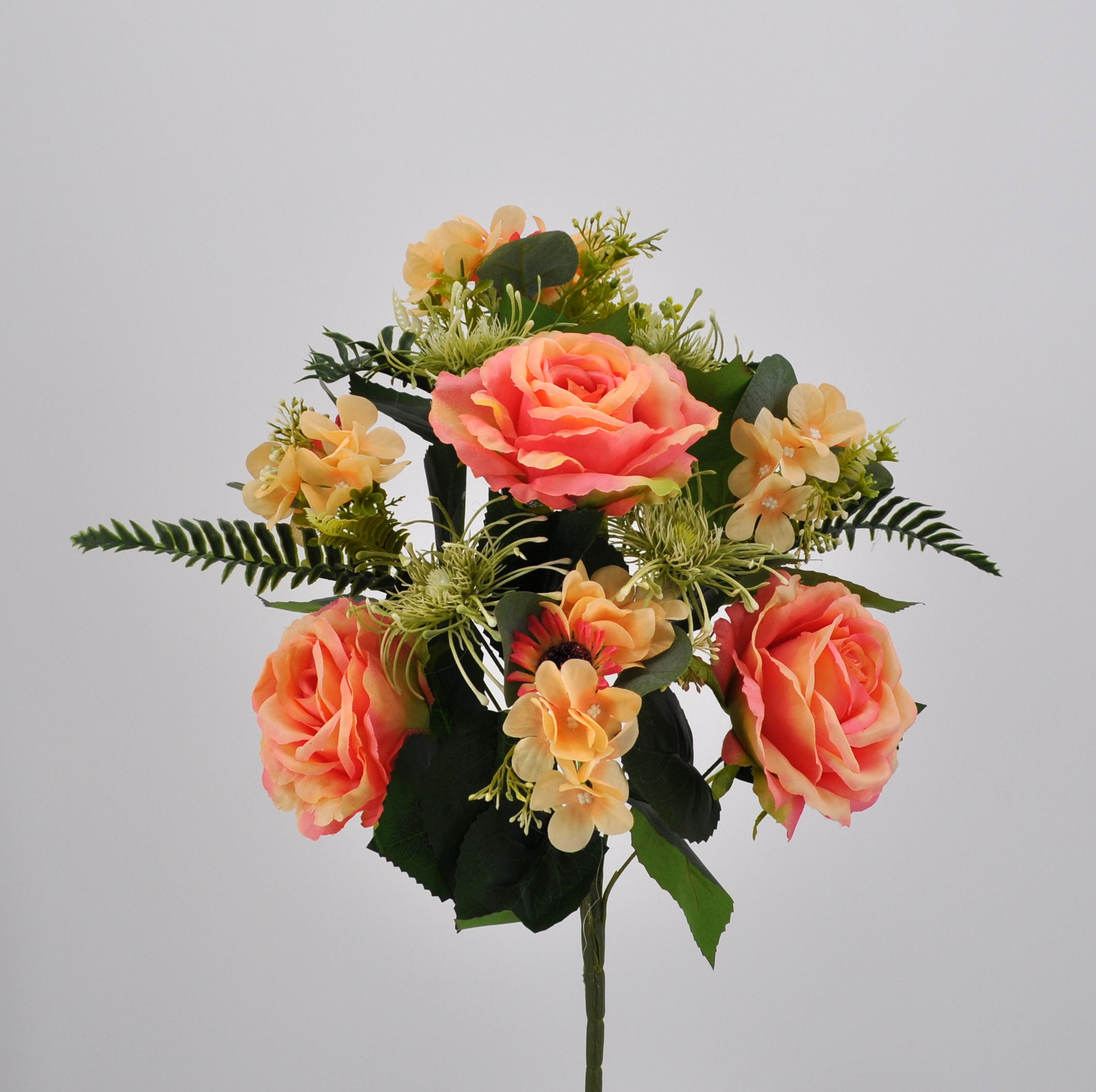 Bouquet Da Appoggio Di Fiori Artificiali Con Peonia Arancio – i Galimberti